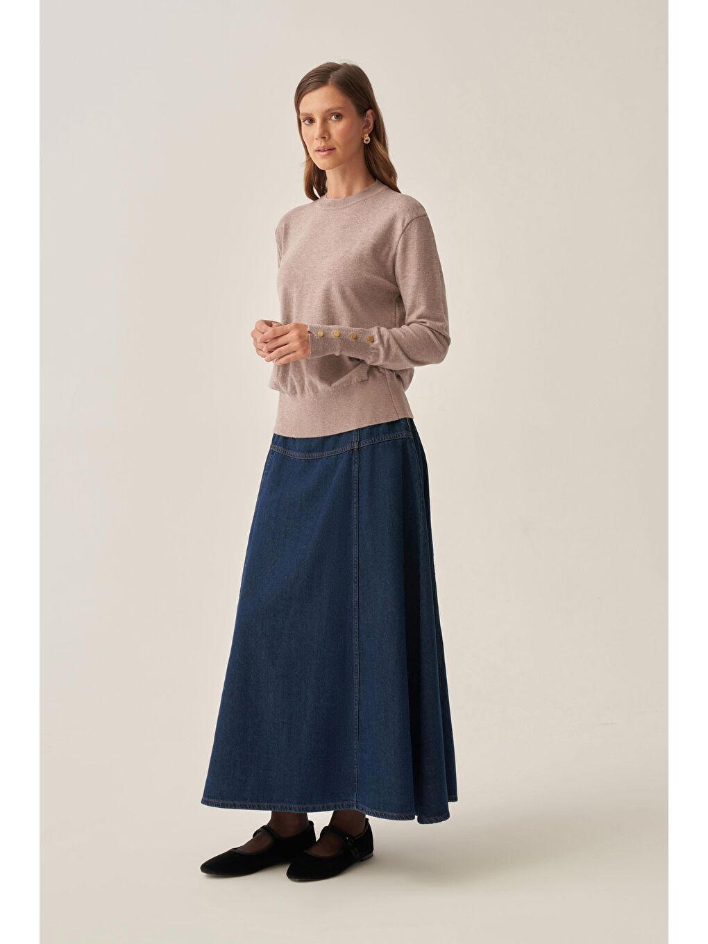 Bej Vizon-Gold Dügmeli Kazak-2