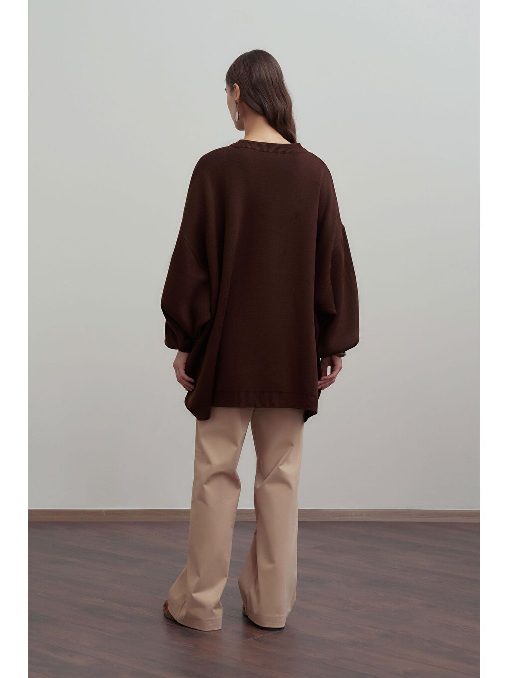 Kahverengi Kahve-Bol Kesim Triko Kazak-3