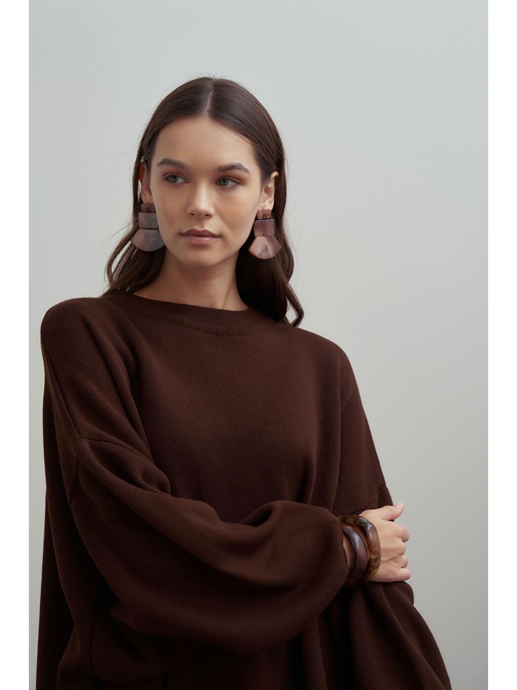 Kahverengi Kahve-Bol Kesim Triko Kazak-6