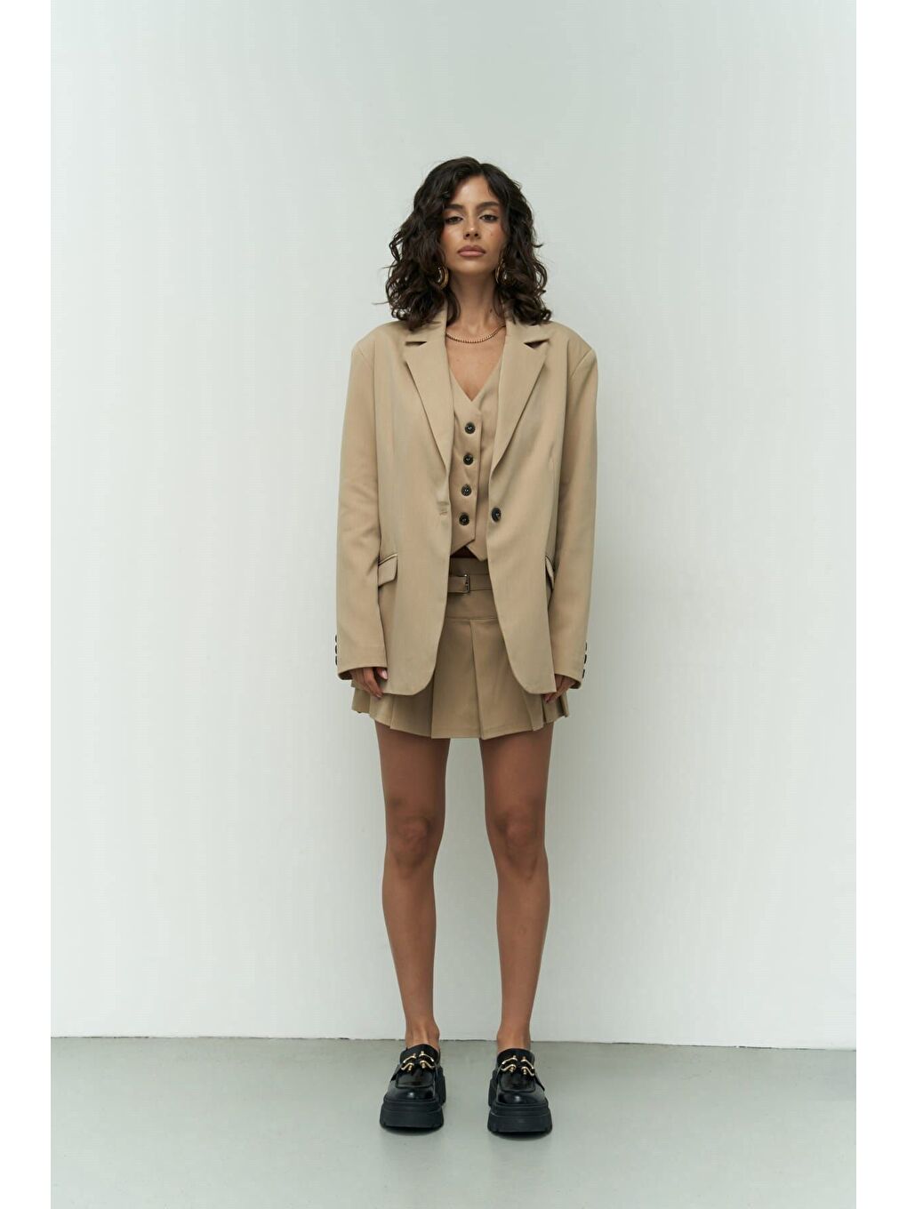 Bej Pietro Yelekli Vizon Blazer-6