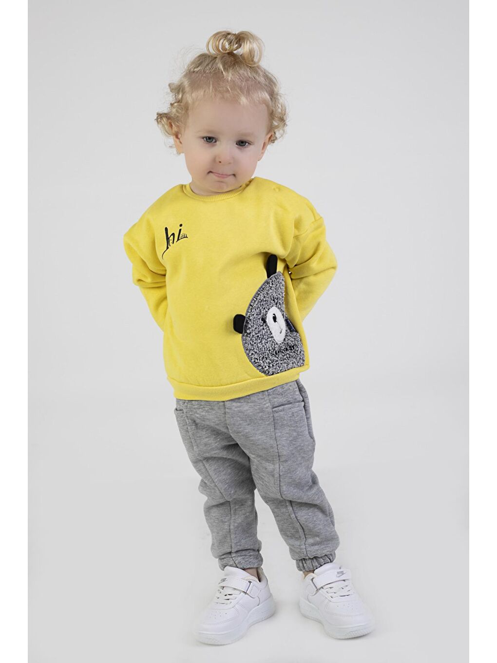 Sarı Erkek Bebek&Çocuk Üç İplik Kumaş Kalın Örme Basic Alt Üst Eşofman Takımı