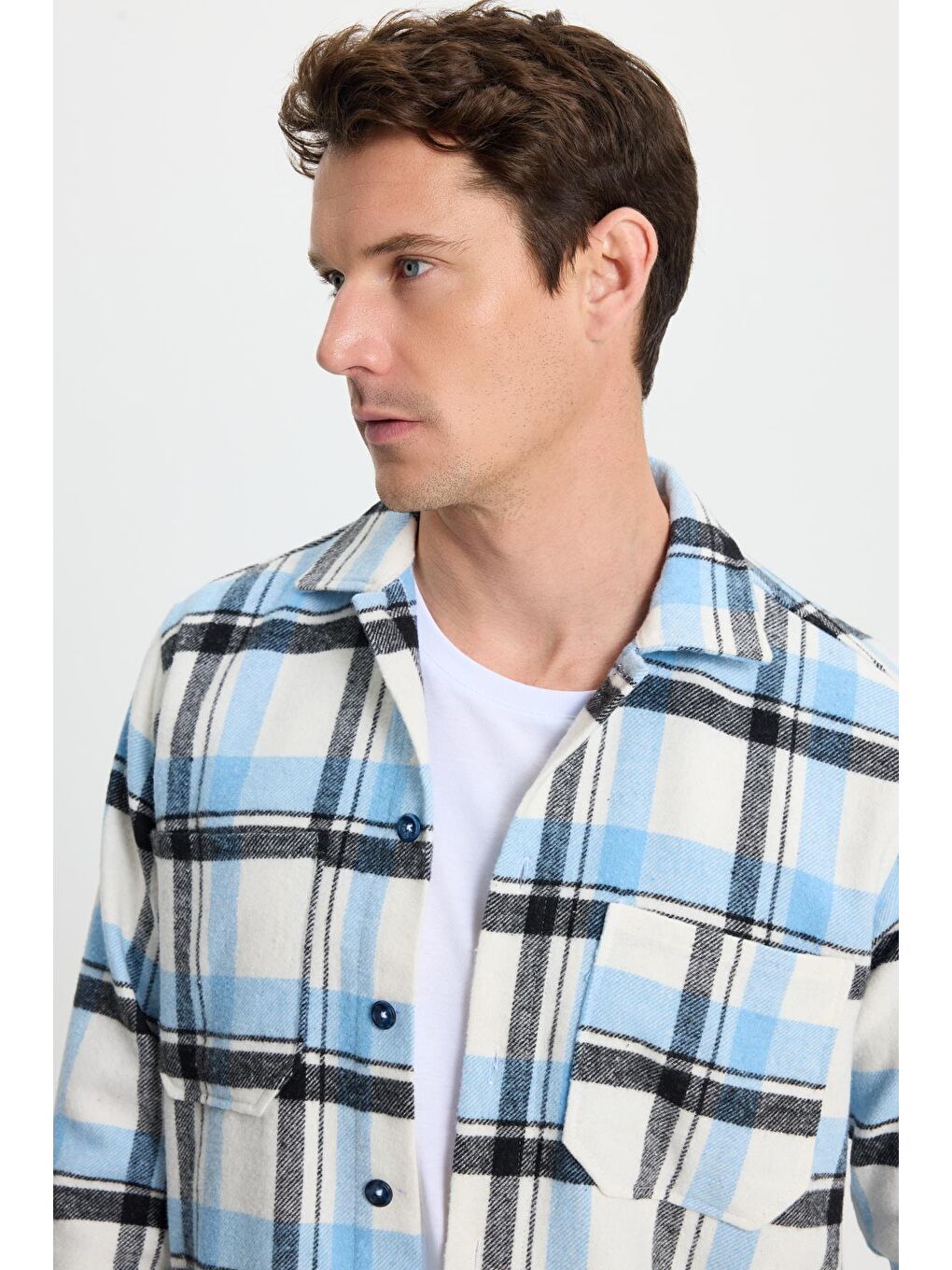 Karışık Erkek Regular Fit Klasik Kesim Çift Cepli Kışlık Oduncu Kareli Gömlek-1