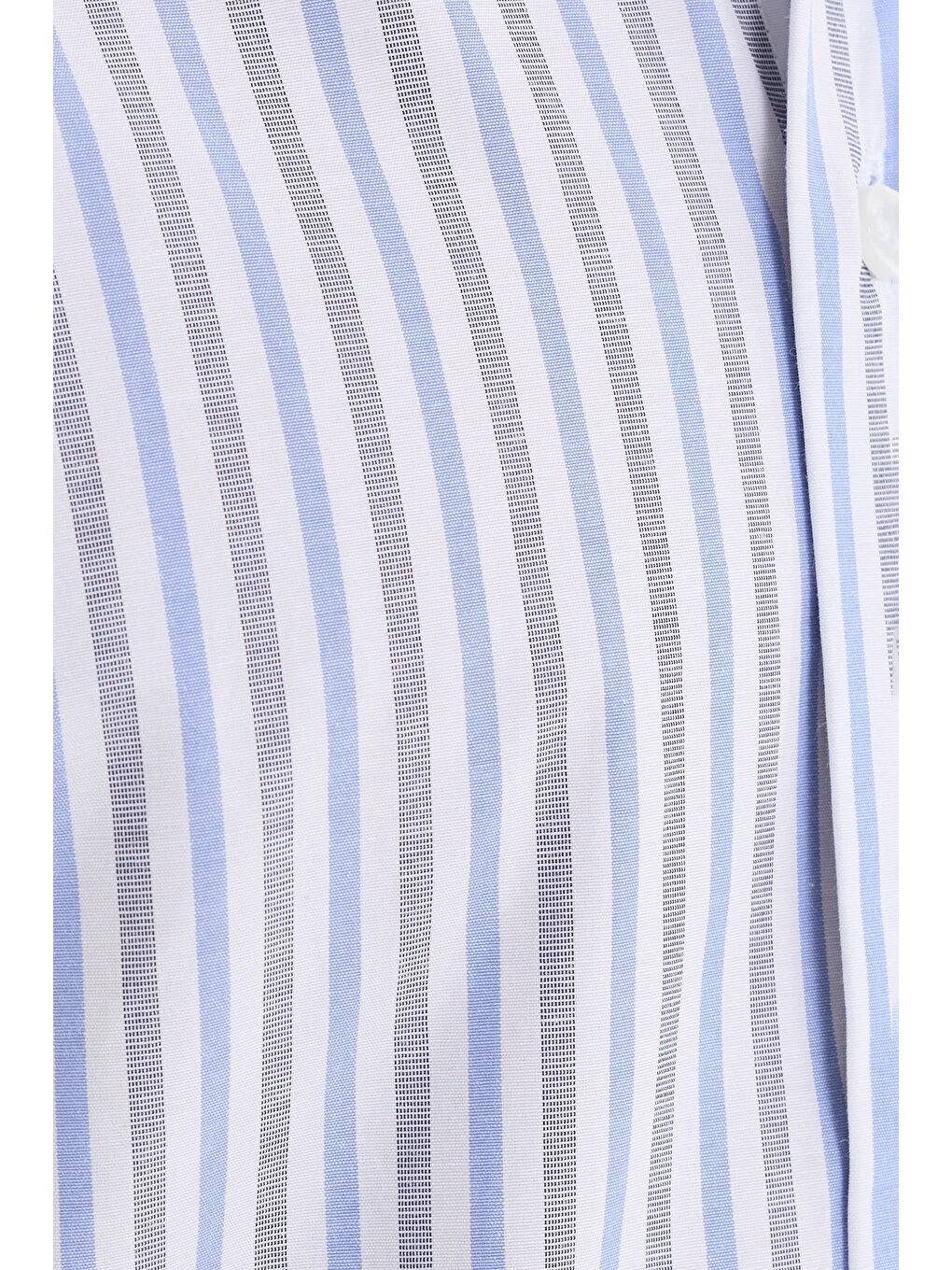 Karışık Erkek Regular Fit Klasik Kesim İnce Çizgili Pamuklu Kravatlık Yaka Gömlek-5