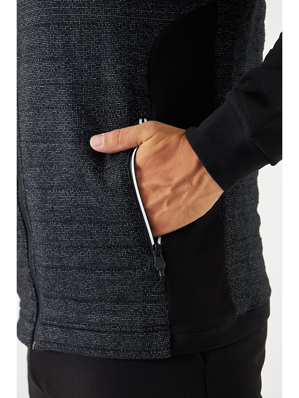 Erkek Tam Fermuarlı Eşofman Takımı Siyah 5753-S-5