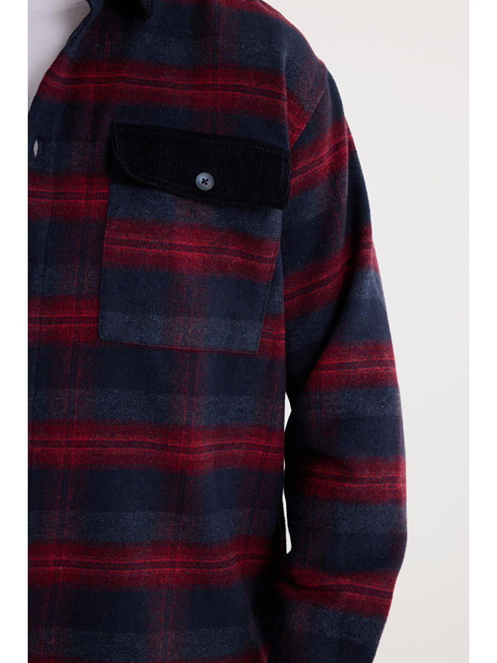 Karışık Erkek Relax Fit Rahat Kesim Spor Yaka Kareli Çift Cep Kapaklı Kışlık Gömlek-2