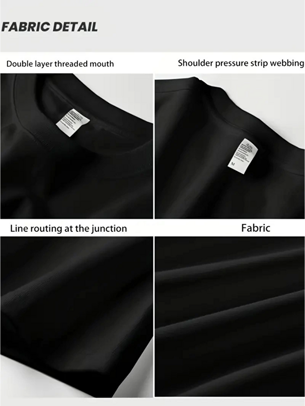Baskılı Oversize Bisiklet Yaka T-shirt - Siyah-2