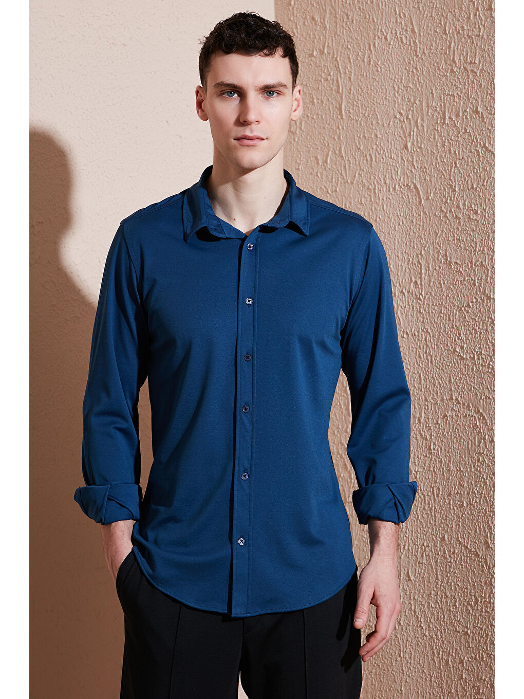 İndigo Pamuklu Regular Fit Düz Yaka %100 Pamuk Gömlek CF25S119628