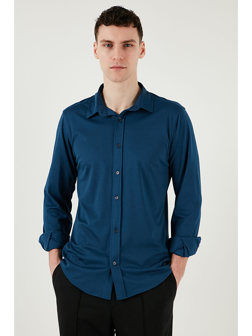 İndigo Pamuklu Regular Fit Düz Yaka %100 Pamuk Gömlek CF25S119628-4
