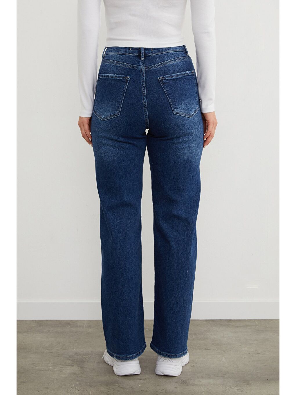 Mavi Yüksek Bel Palazzo Jean-3