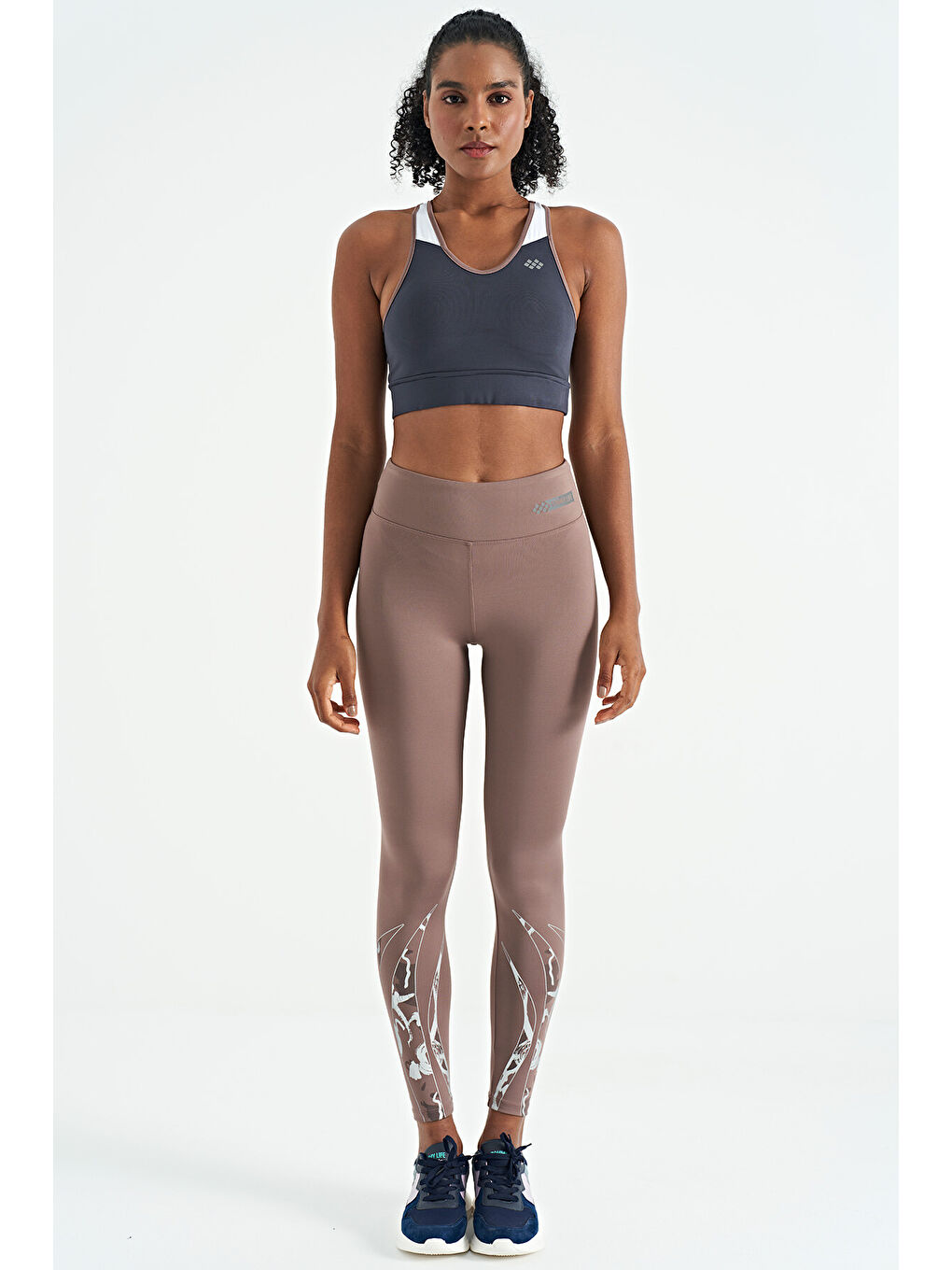 Antrasit Renk Bloklu Sırt Baskı Detaylı Dar Kalıp Kadın Büstiyer - 97253-2