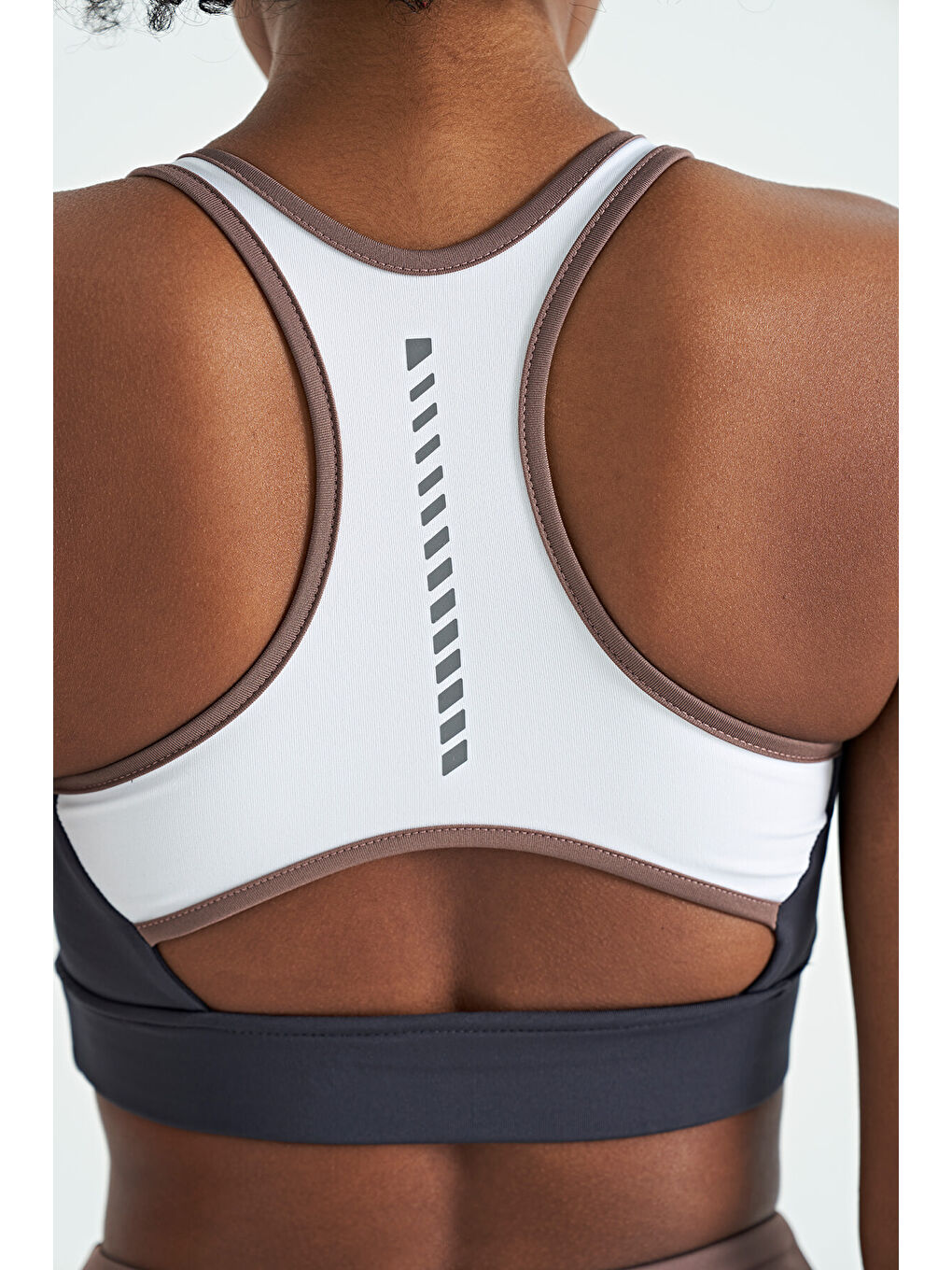 Antrasit Renk Bloklu Sırt Baskı Detaylı Dar Kalıp Kadın Büstiyer - 97253-8