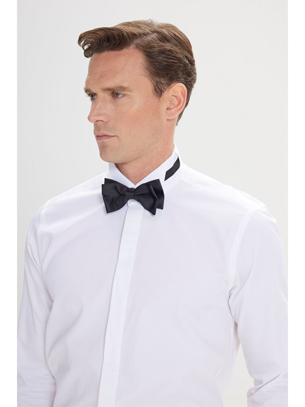 Erkek Beyaz Slim Fit Dar Kesim Ata Yaka %100 Pamuk Gömlek-2