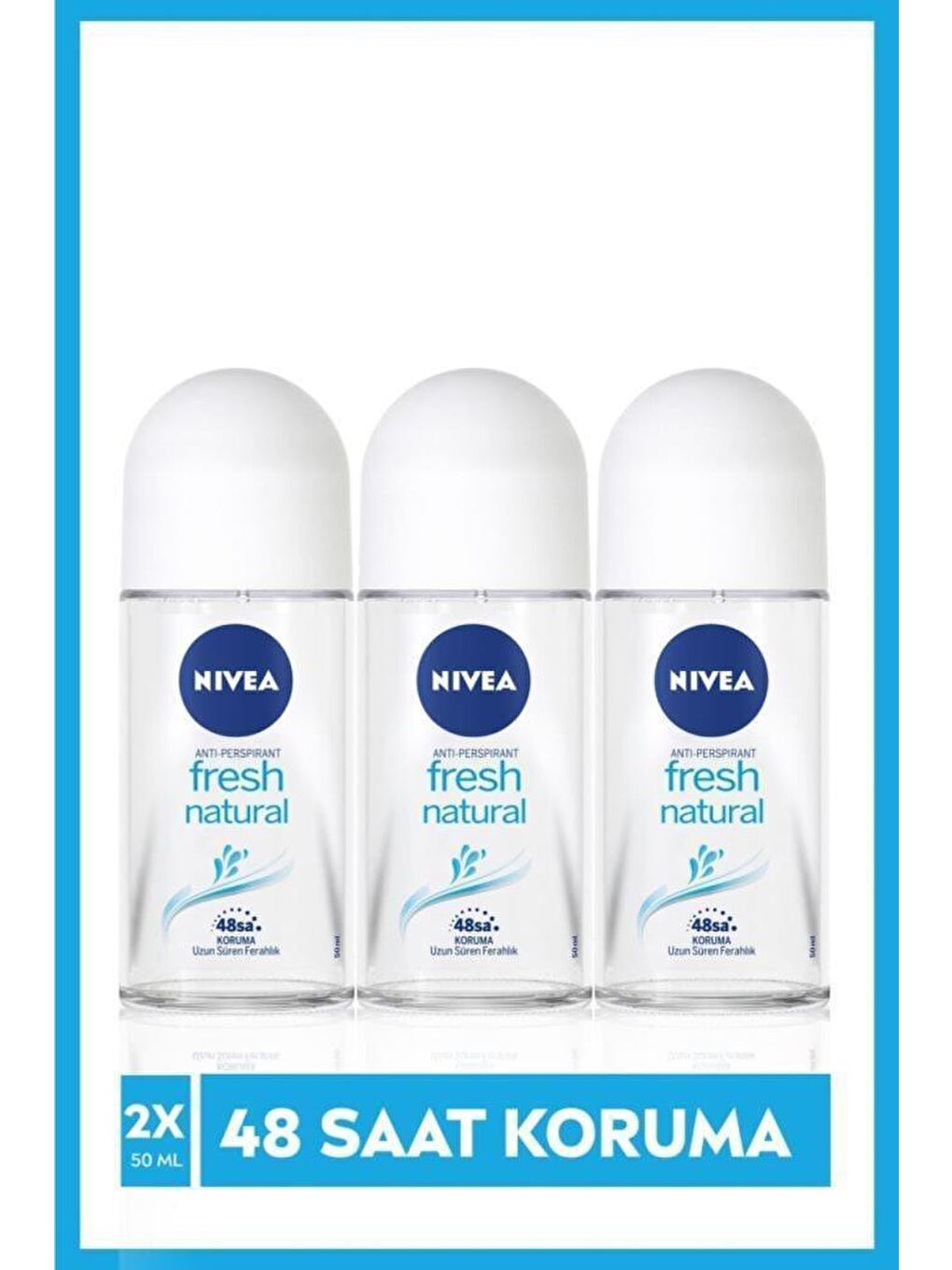 NIVEA Şeffaf Kadın Roll-On Deodorant Fresh Natural 50 ml X3 Adet, 48 Saat Deodorant Koruması, Eşsiz & Fresh