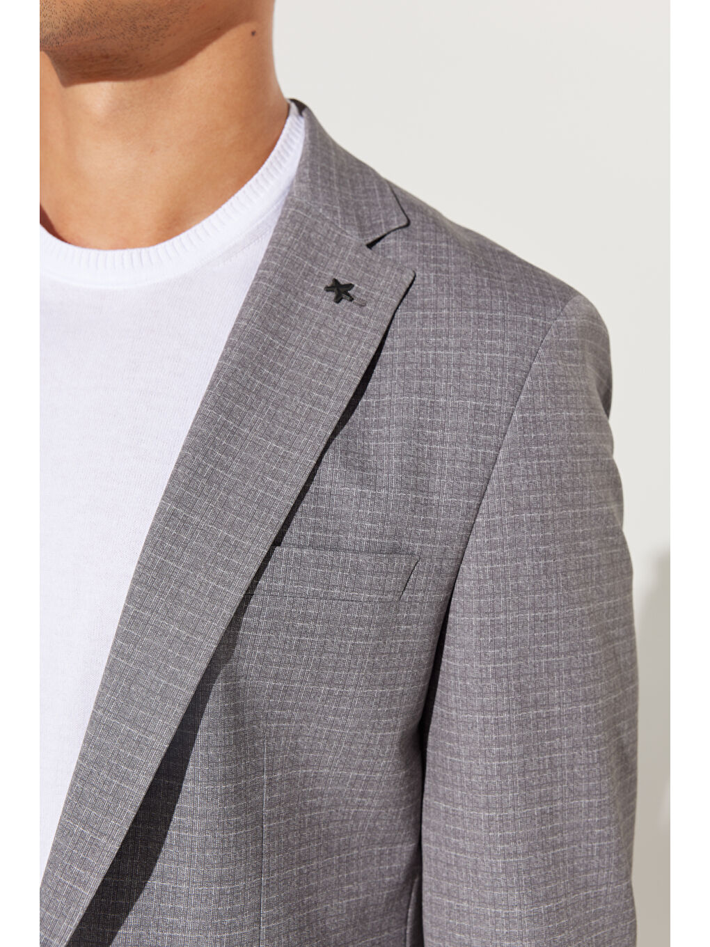 Erkek Bej Slim Fit Dar Kesim Mono Yaka Seyahat Çantalı Desenli Takım Elbise-6