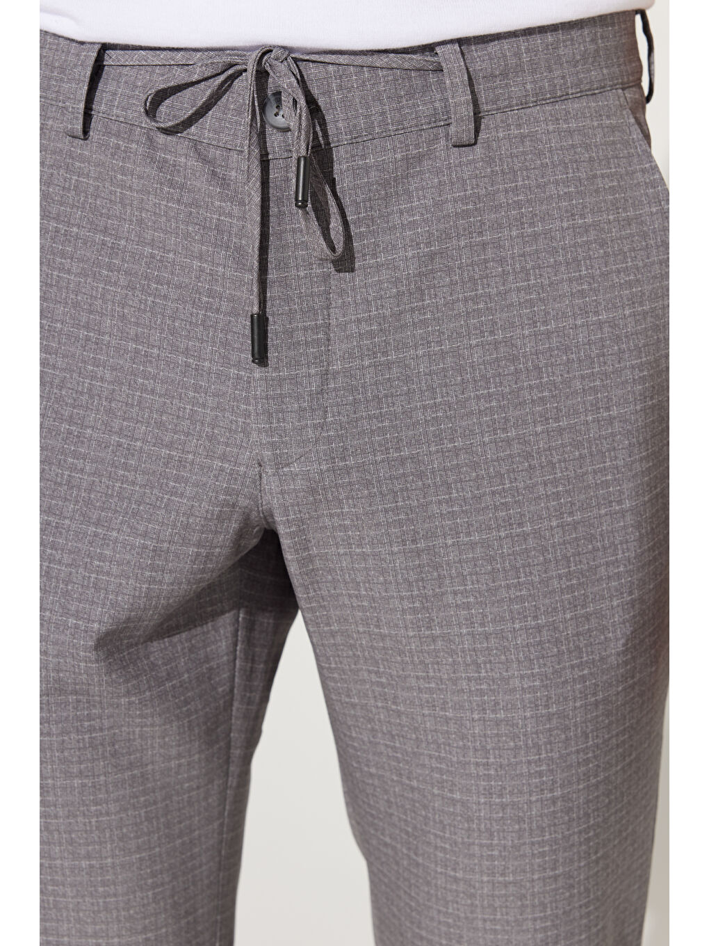 Erkek Bej Slim Fit Dar Kesim Mono Yaka Seyahat Çantalı Desenli Takım Elbise-9