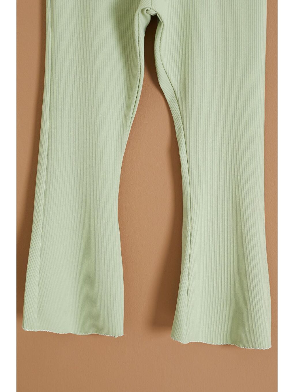 Yeşil İspanyol Paça Kalpli Kız Çocuk Fitilli Tayt 19143-2