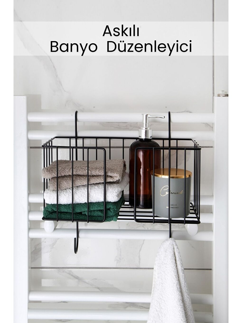 Nandy Home Siyah Paslanmaz Metal Askılıklı Banyo Düzenleyici Şampuanlık Raf