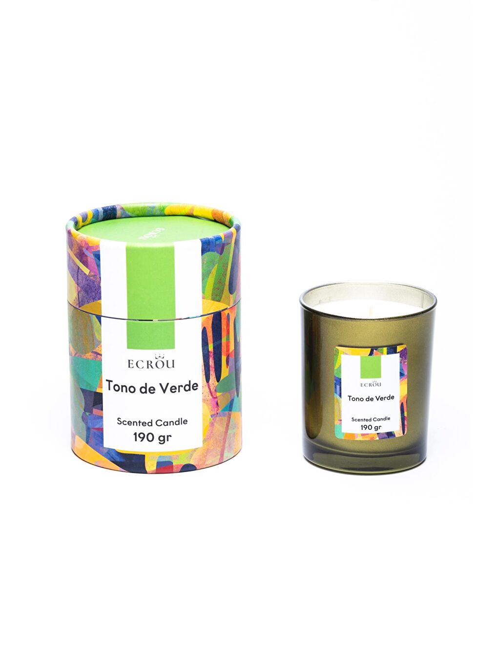 Turuncu Silindir Kutu Mum Tono de Verde 190 gr