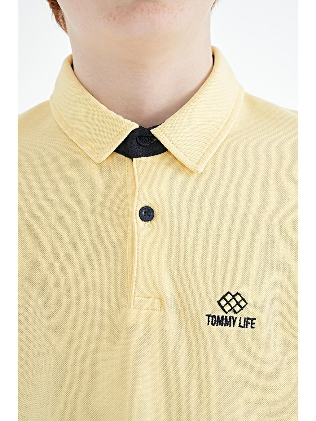 Sarı Kol Baskı Detaylı Standart Kalıp Polo Yaka Erkek Çocuk Tişört - 11093-6