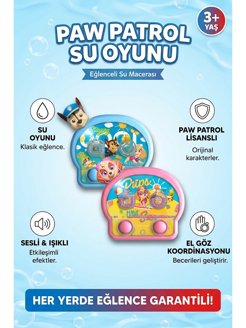 Işıklı Su Oyunu Paw Patrol Suda Halka Geçirme Nostaljik El Atarisi Pilsiz Su İle Çalışan 3+ Yaş Çocu-1