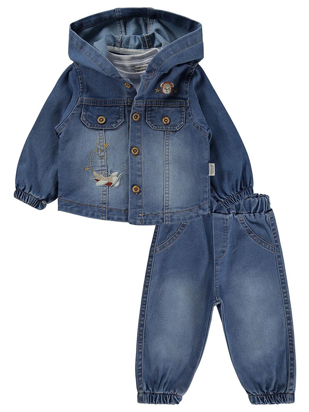 Kapüşonlu Jean 3 Lü 6-18 Ay Takım - Mavi 12-18 Ay