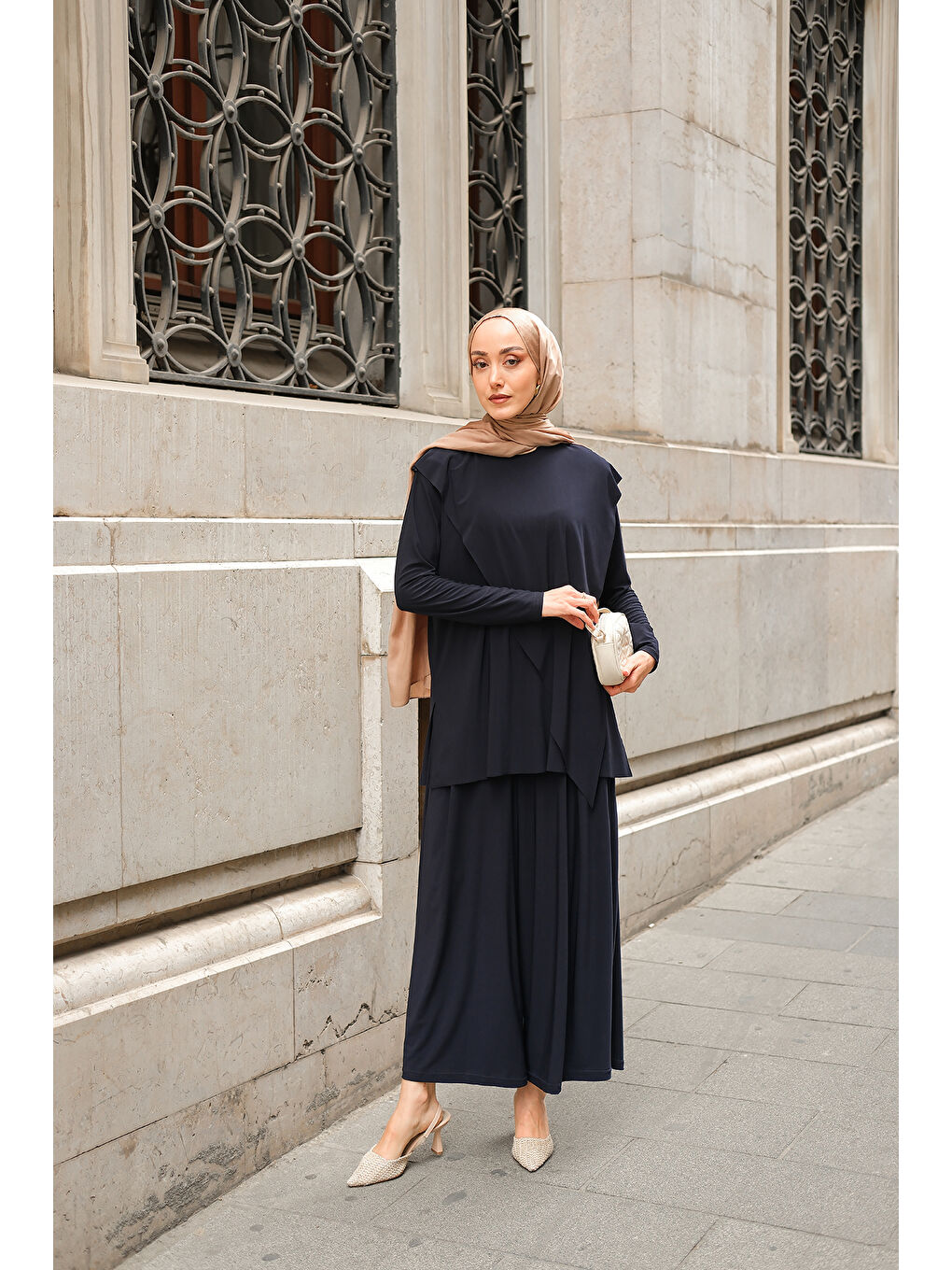 Kadın Asimetrik Salaş Takım Lacivert-1