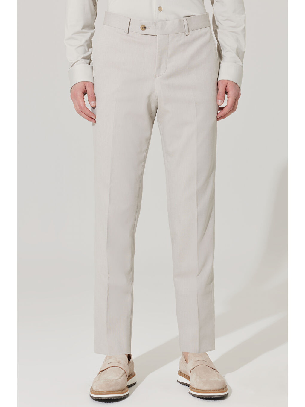 Erkek Bej Slim Fit Dar Kesim Şal Yaka Diyagonal Desenli Smokin Takım-11