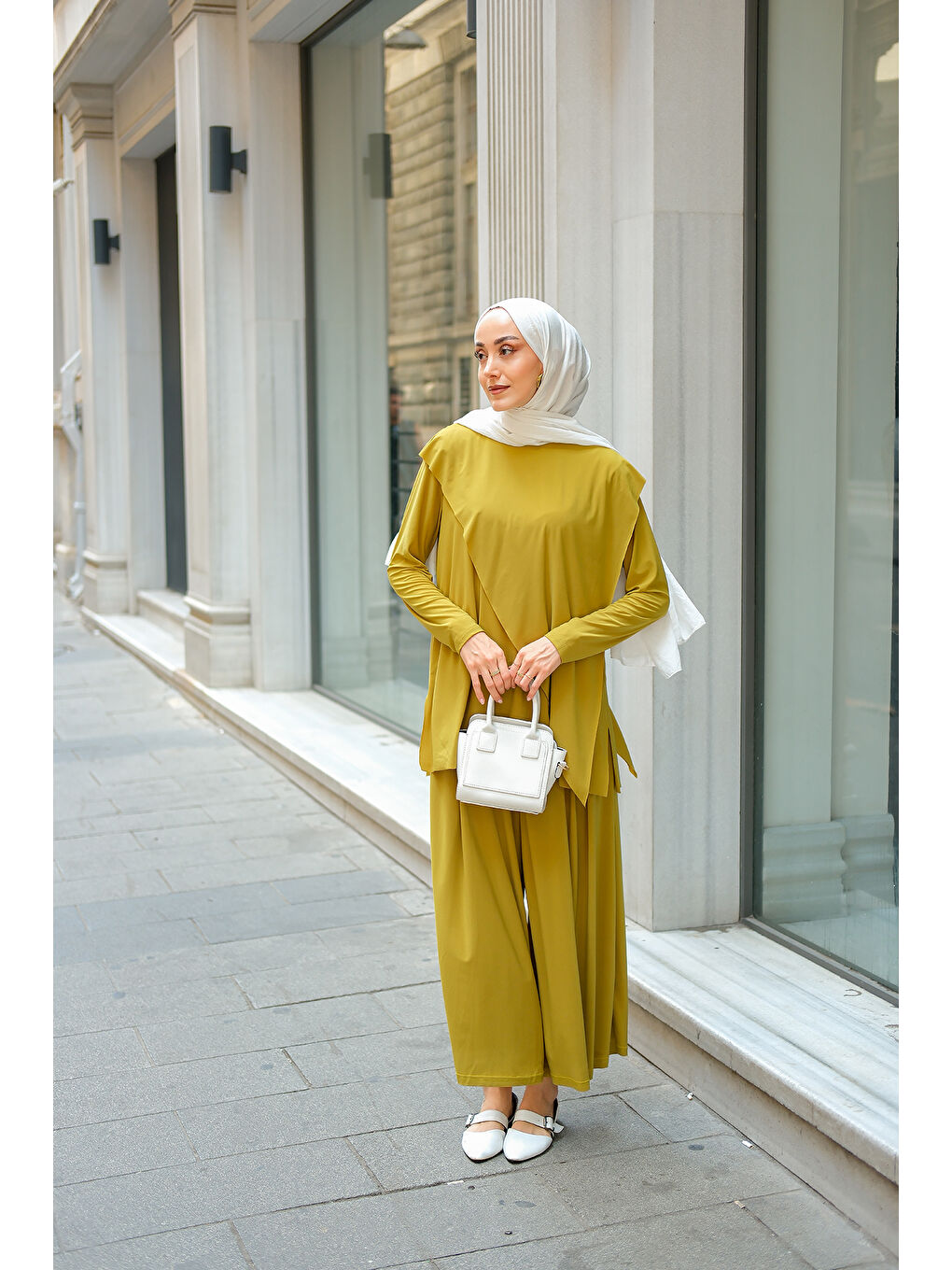 Kadın Asimetrik Salaş Takım Yağ Yeşil-2