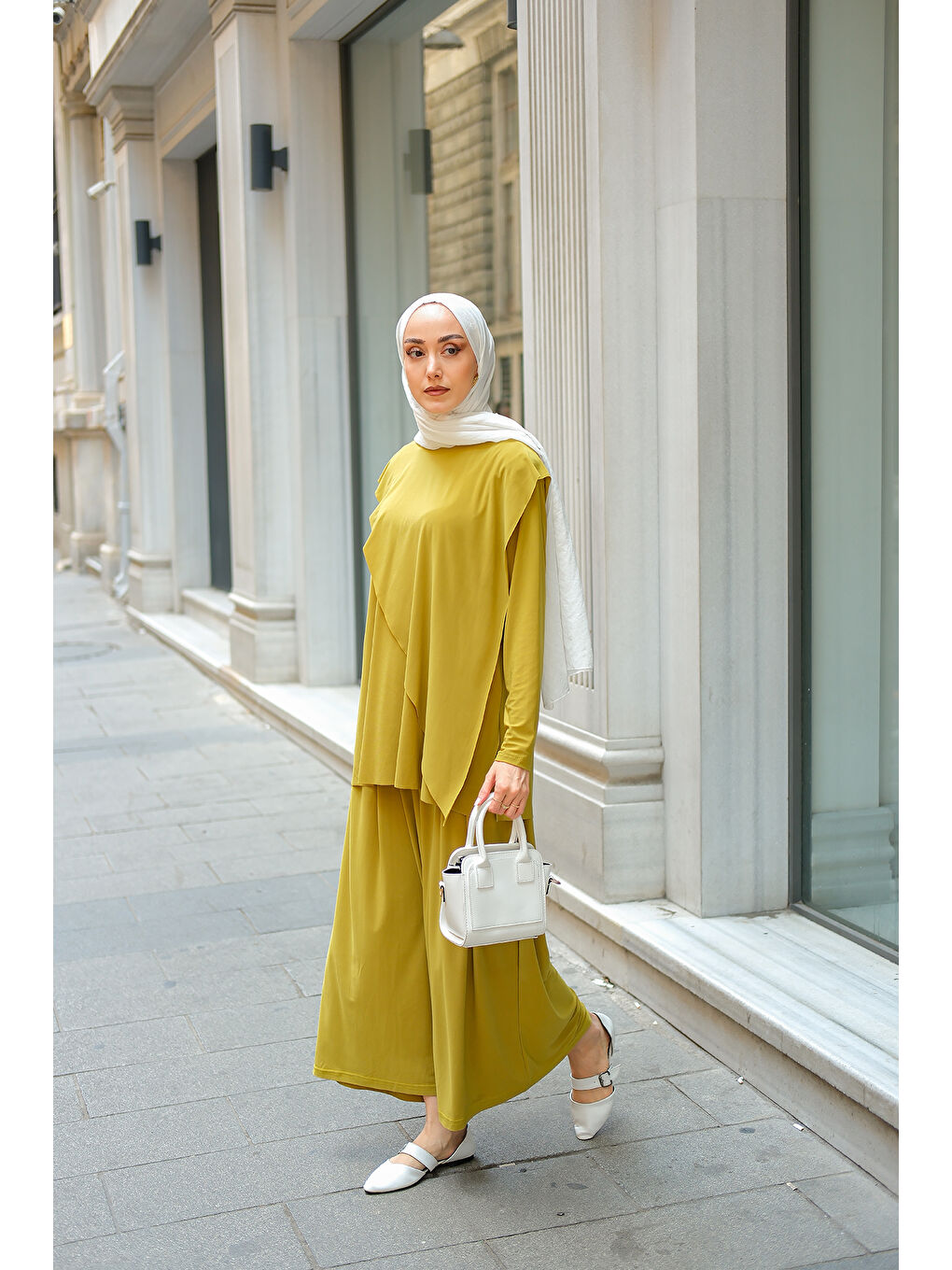 Kadın Asimetrik Salaş Takım Yağ Yeşil-3