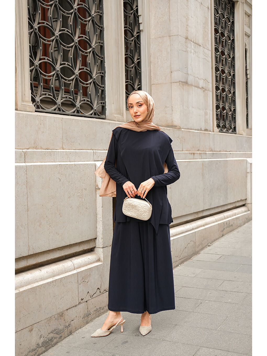 Kadın Asimetrik Salaş Takım Lacivert-3