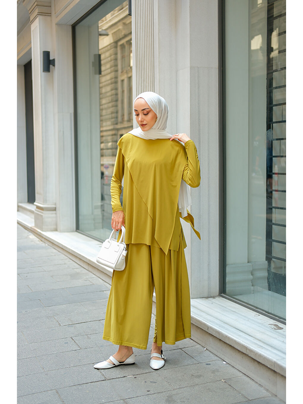 Kadın Asimetrik Salaş Takım Yağ Yeşil-4