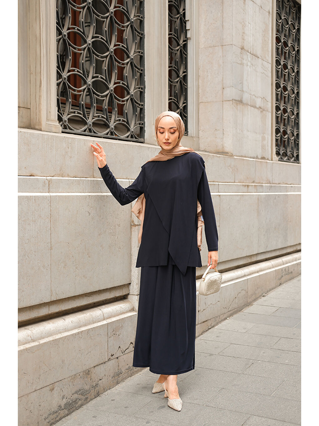 Kadın Asimetrik Salaş Takım Lacivert-4