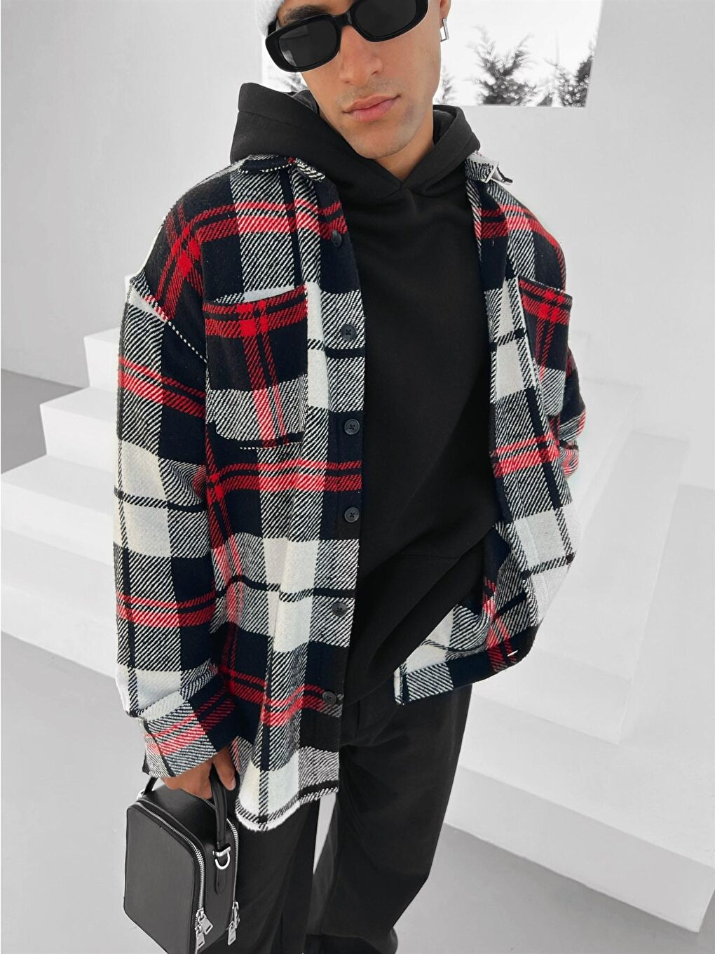 Erkek Oversize Oduncu Gömlek Siyah