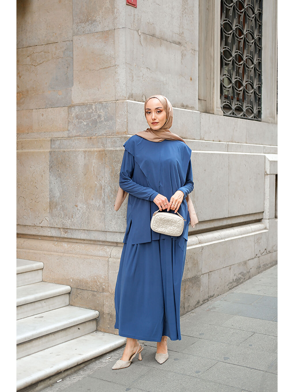 Kadın Asimetrik Salaş Takım İndigo Mavi-1