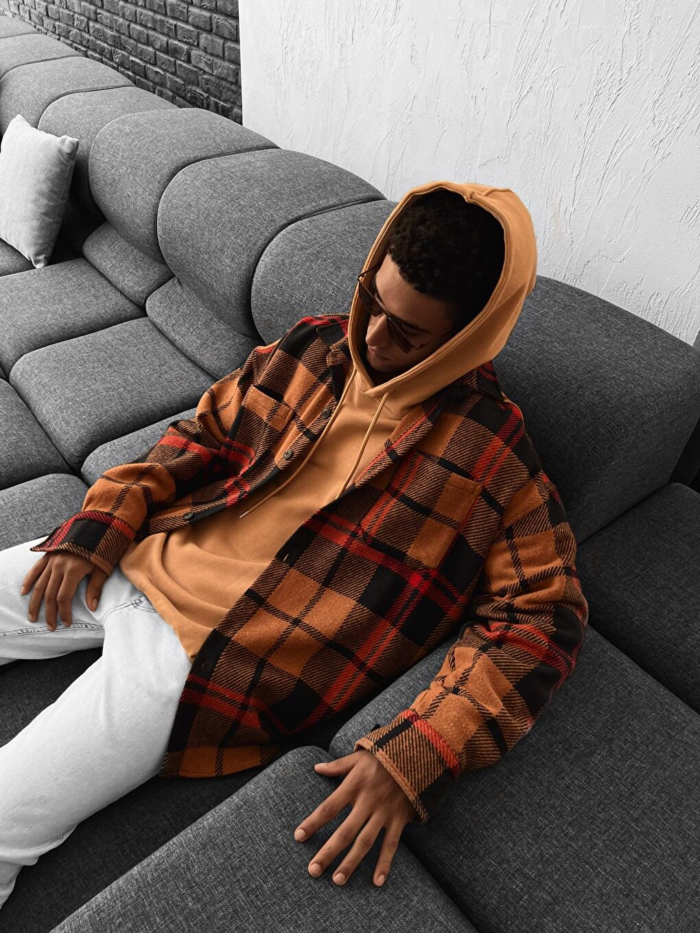 Kahverengi Erkek Oversize Oduncu Gömlek Kahve-2