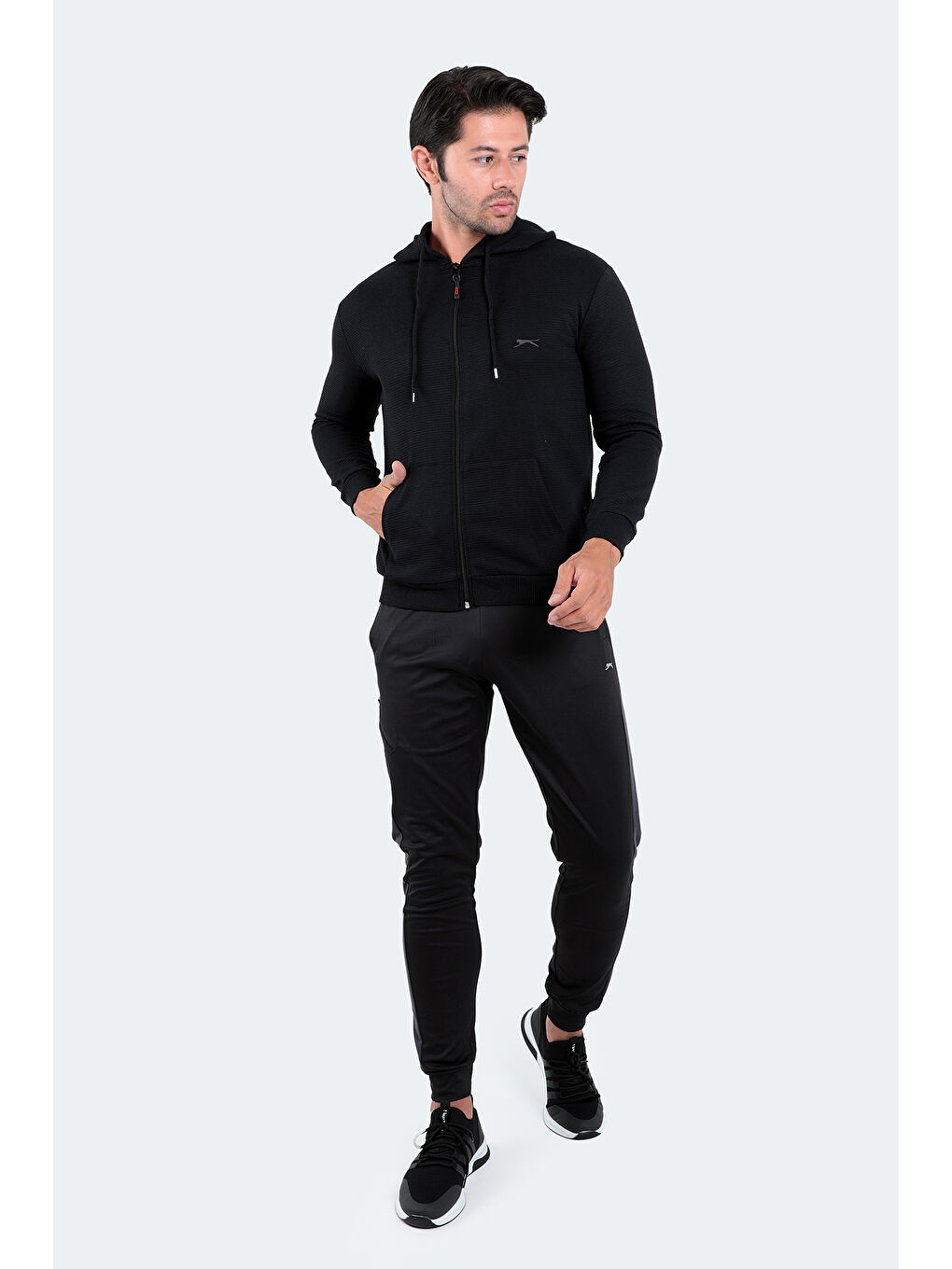 Kırmızı SQUAT  Erkek Fermuarlı Sweatshirt Siyah-6