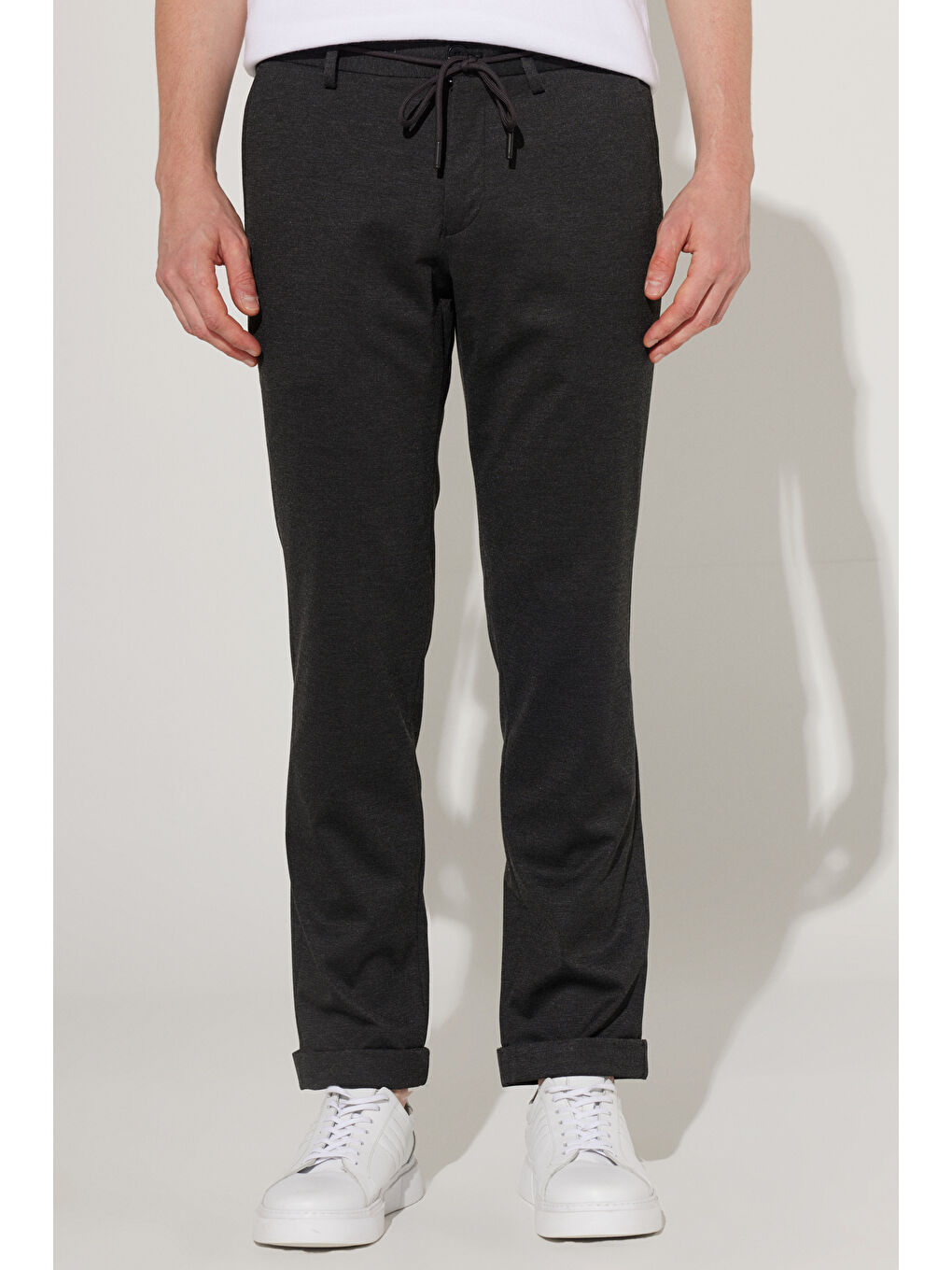 Erkek Antrasit Slim Fit Dar Kesim Mono Yaka Örme Takım Elbise-4