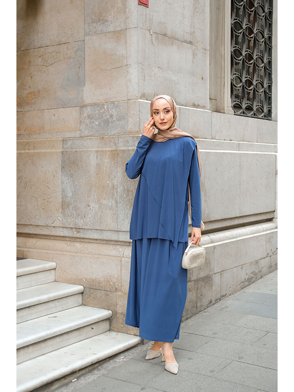 Kadın Asimetrik Salaş Takım İndigo Mavi-2