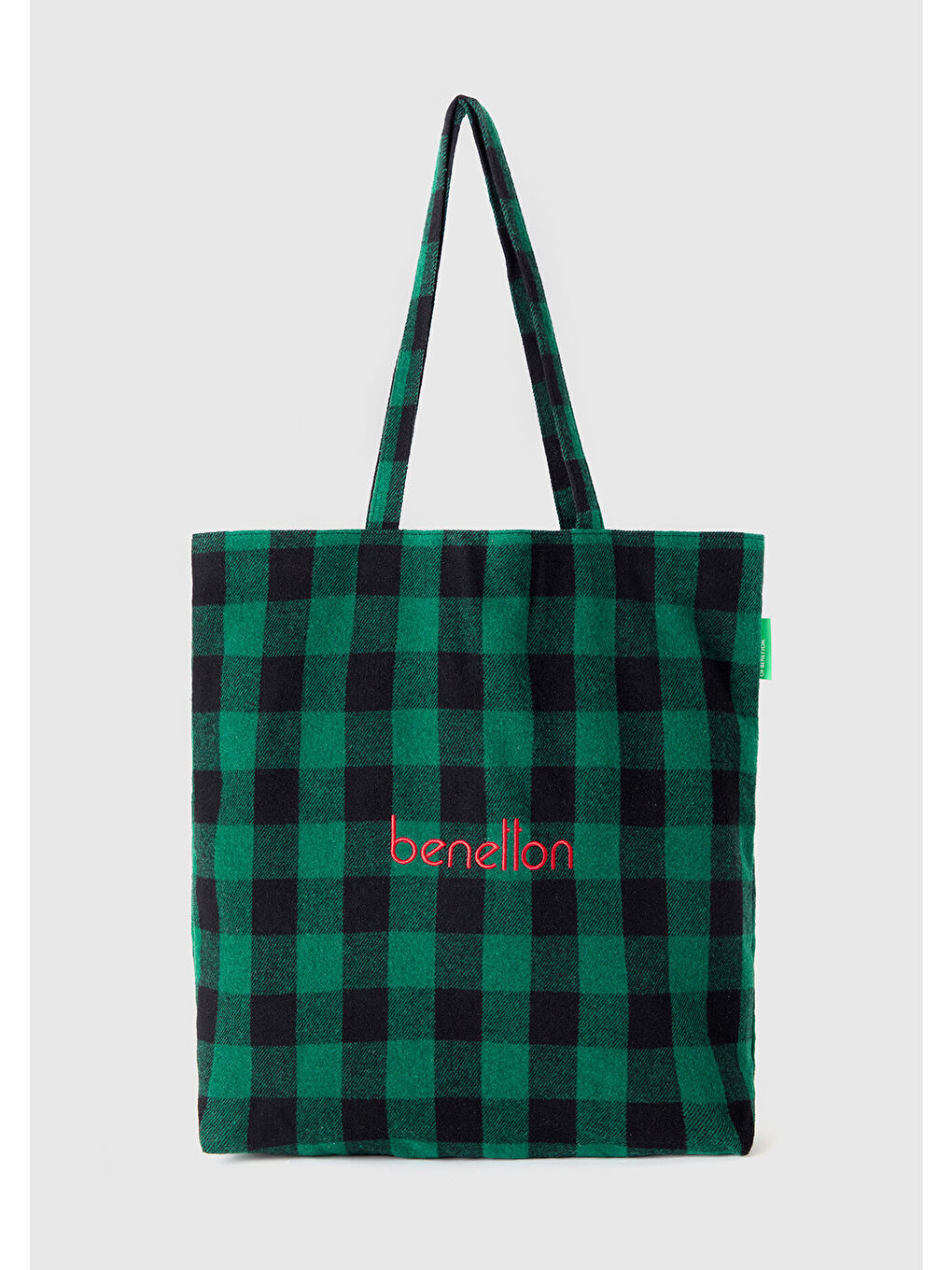 Unisex Yeşil Ekoseli Tote Çanta