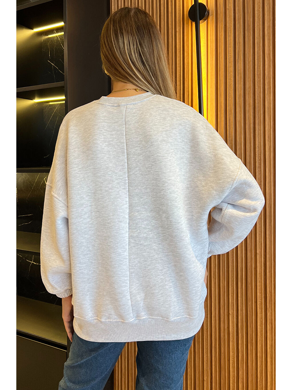 GÜLSELİ Gri Kadın Şardonlu Üç İplik Sweatshirt - 1