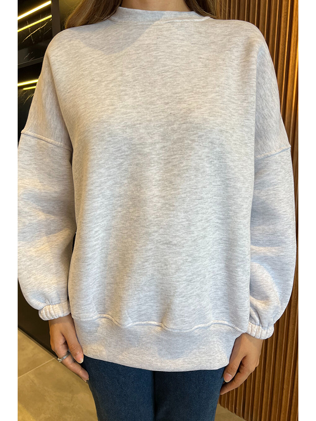 GÜLSELİ Gri Kadın Şardonlu Üç İplik Sweatshirt - 2