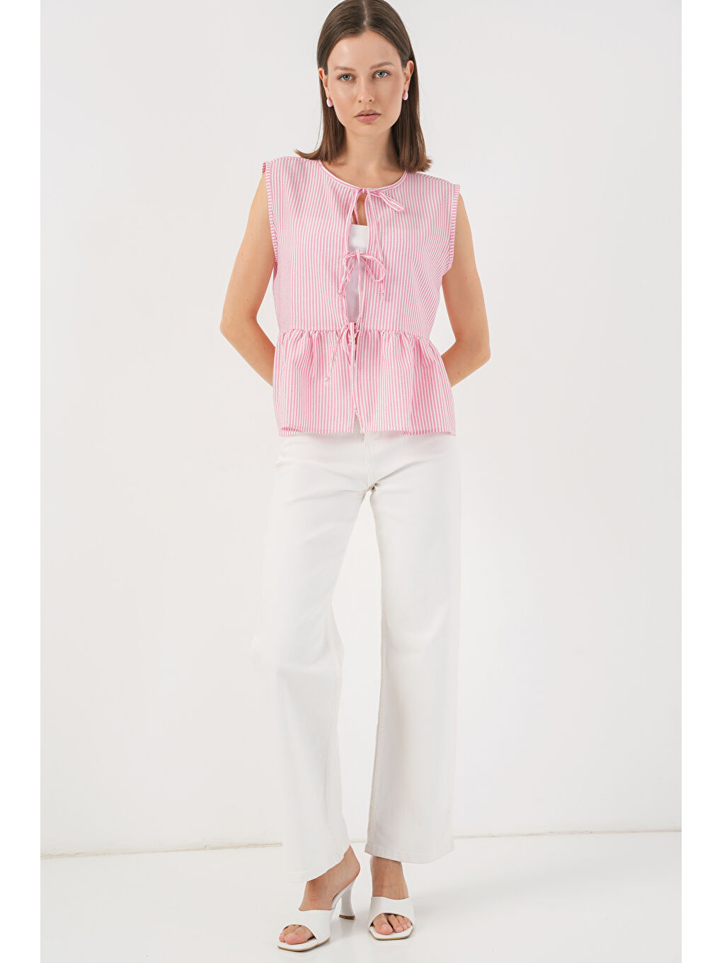 Kadın Önü Bağlamalı Bluz 961 - Pembe-1