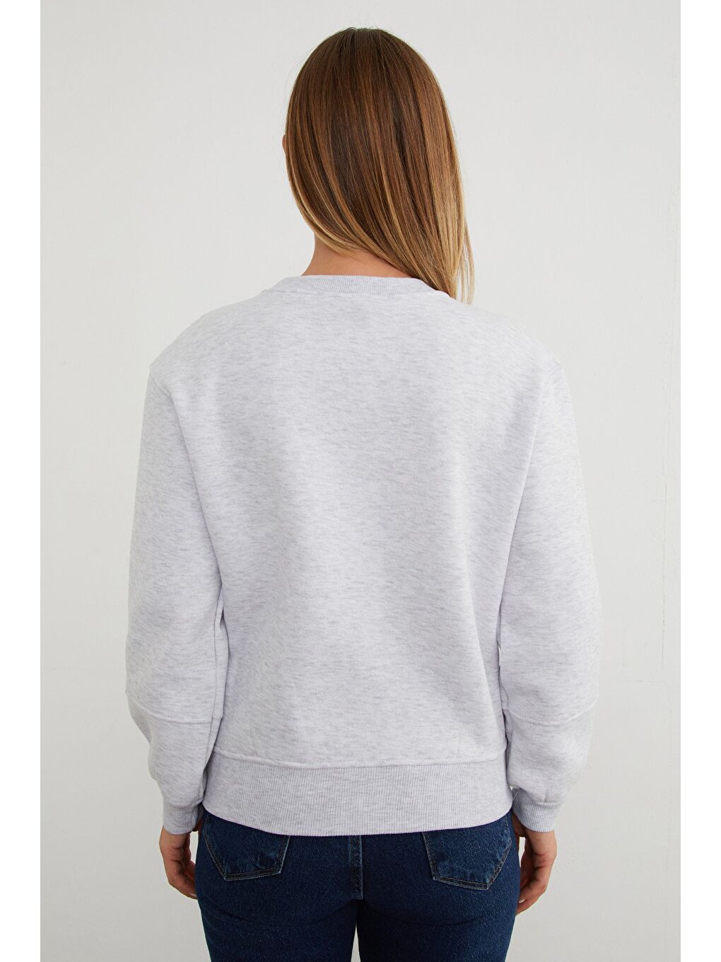 Gri 3 İplik Metal Aksesuar Detaylı Sweatshirt-3