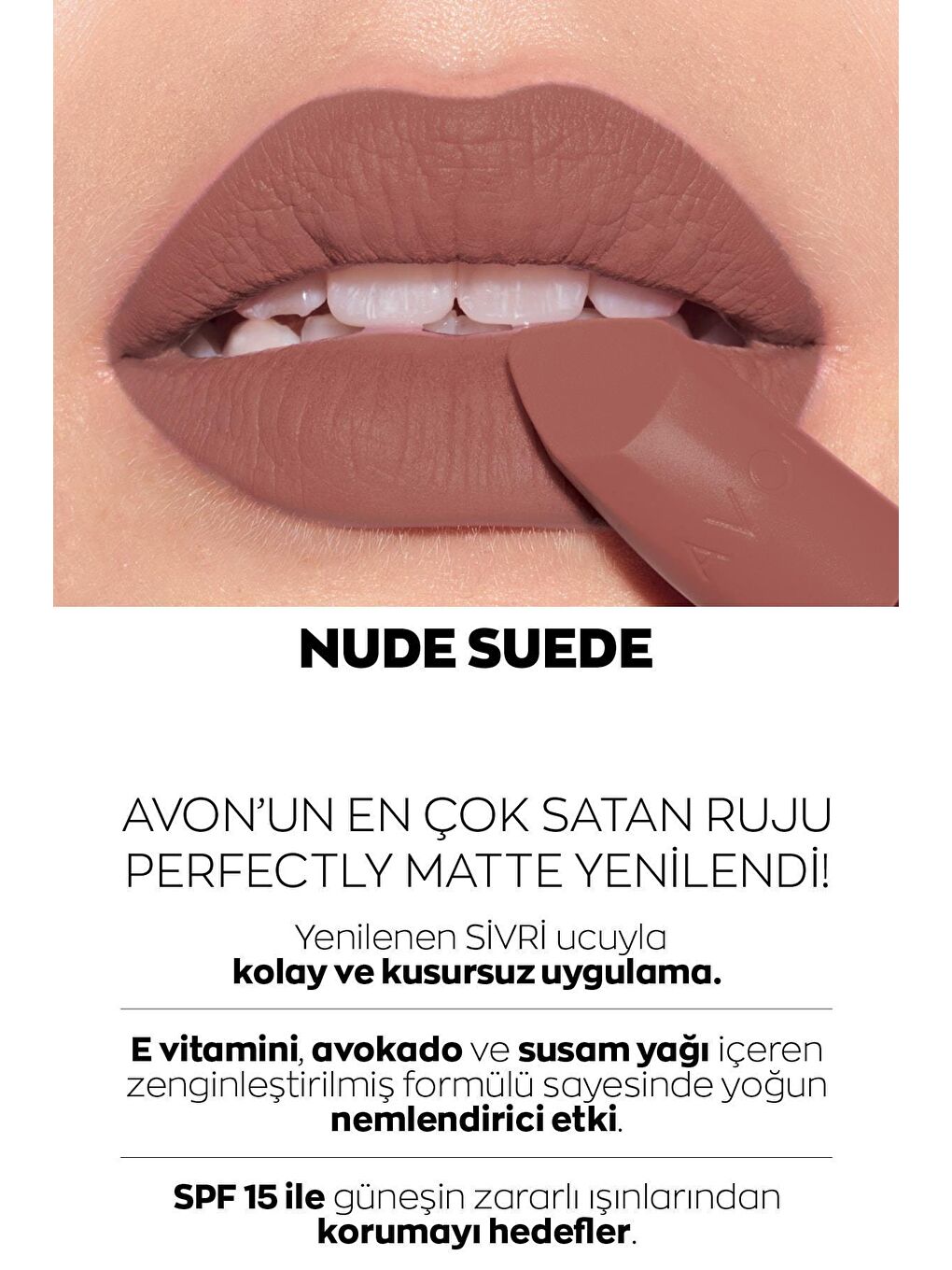 AVON Renksiz Ultra Mat Ruj Nude Suede ve Glimmerstick Dudak Kalemi Blushed Nude Paketi - 2