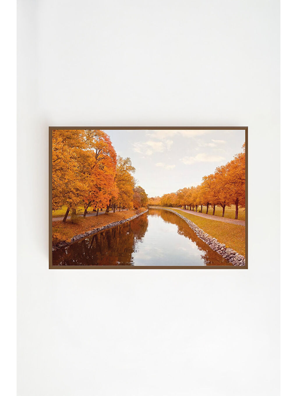 Beyaz Tek Parça Kahverengi Gerçek Ahşap Çerçeveli Tablo Seti - Model 13 - ERSYKHVCRV13-3348-1