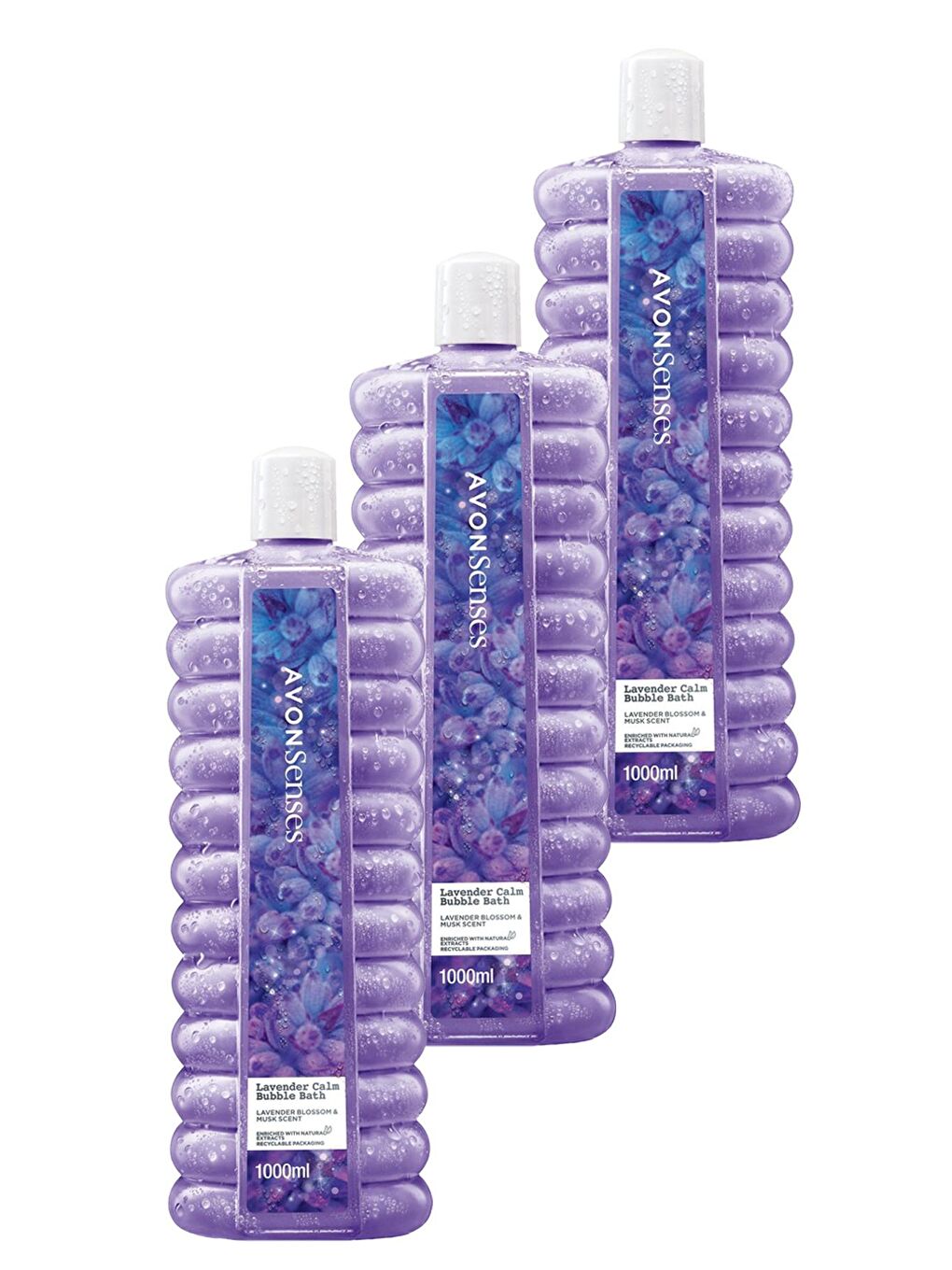 AVON Renksiz Senses Lavender Calm Lavanta Kokulu Banyo Köpüğü 1 Lt. Üçlü Set