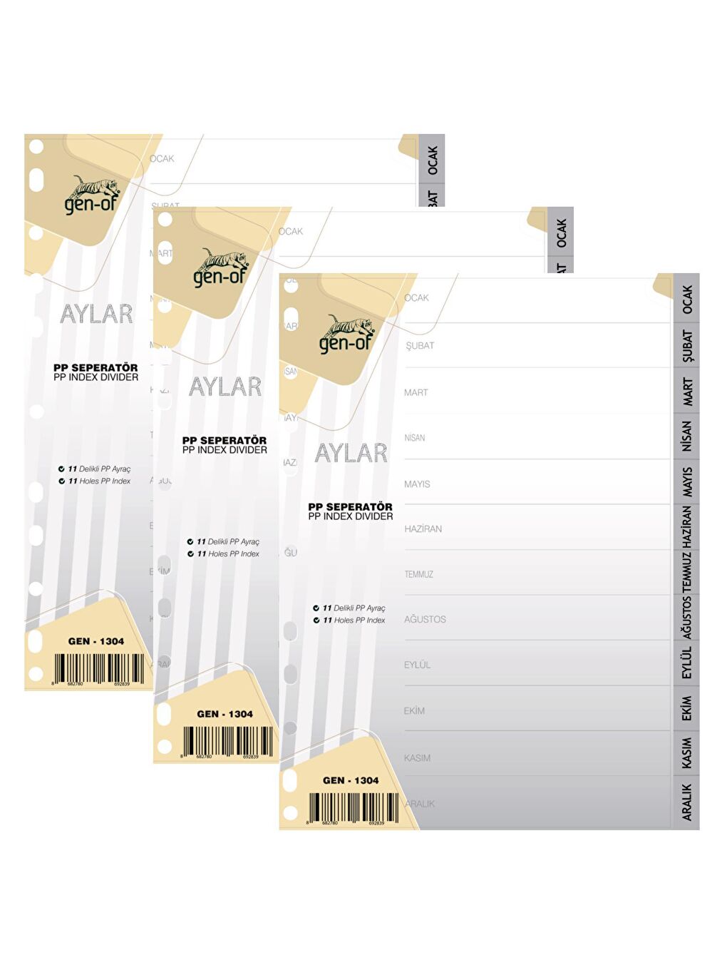 Gen-Of Beyaz Ayraç Seperatör Türkçe 12 Ay 3 Adet (GEN-1304)