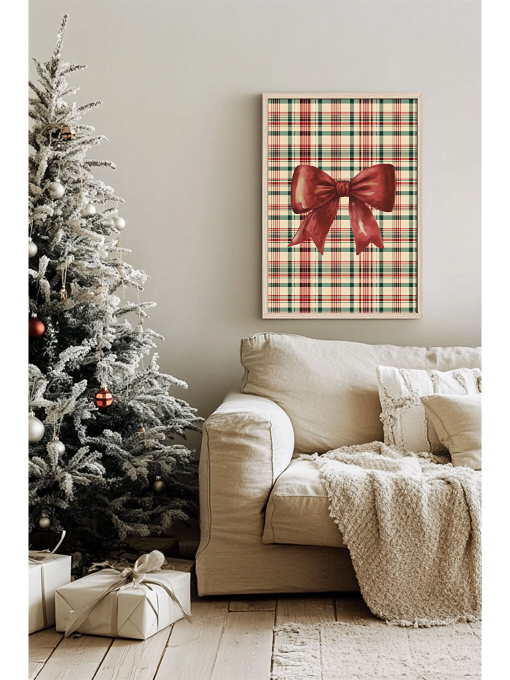 Beyaz Tek Parça Gerçek Ham Ahşap Çerçeveli Yılbaşı(New Year) Temalı Tablo - Model 39 - NWYEARSNGMDL39-3348-1