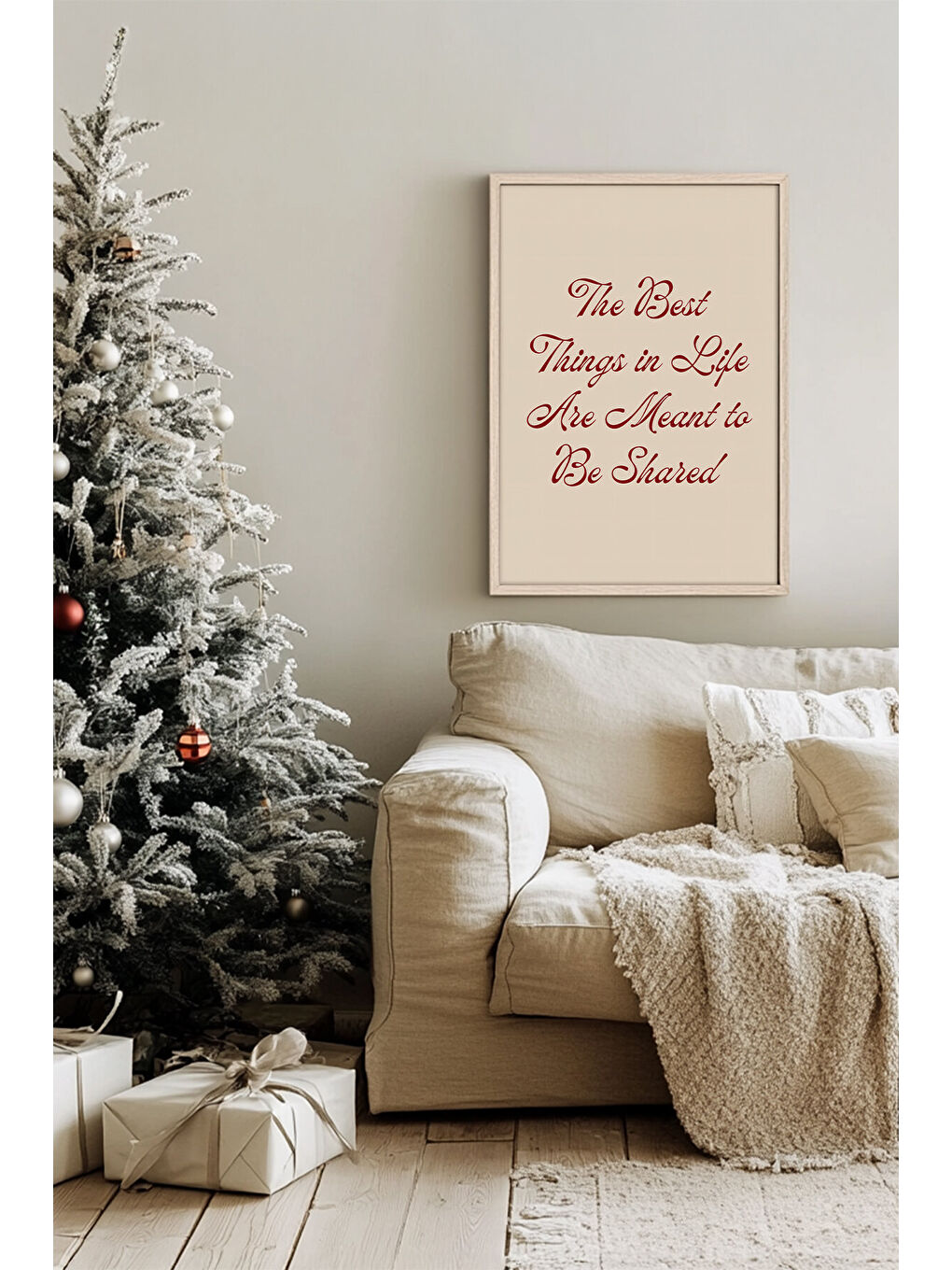 Beyaz Tek Parça Gerçek Ham Ahşap Çerçeveli Yılbaşı(New Year) Temalı Tablo - Model 99 - NWYEARSNGMDL99-3348-1