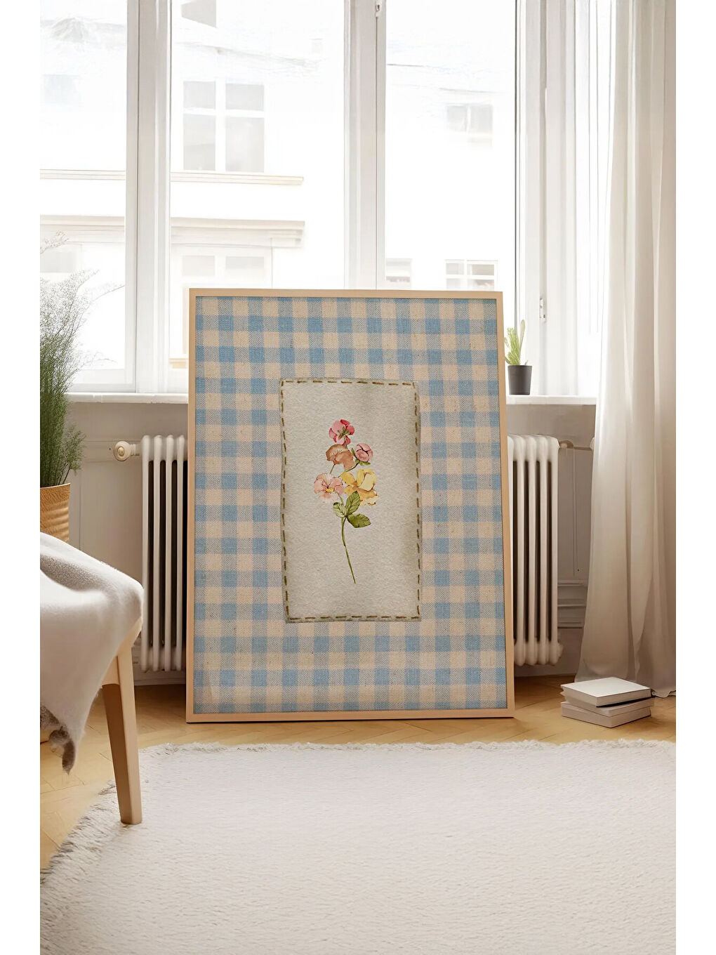 Beyaz Tek Parça Gerçek Ham Ahşap Çerçeveli Tablo - Model 23 - ARTSMDFTEK23-3348-1